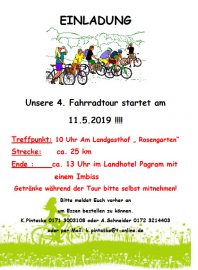 Einladung zur 4. Fahrradtour – Ortsbeirat Rosengarten